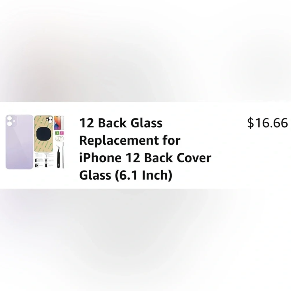 iPhone 12 purple replacement for back of phone glass.